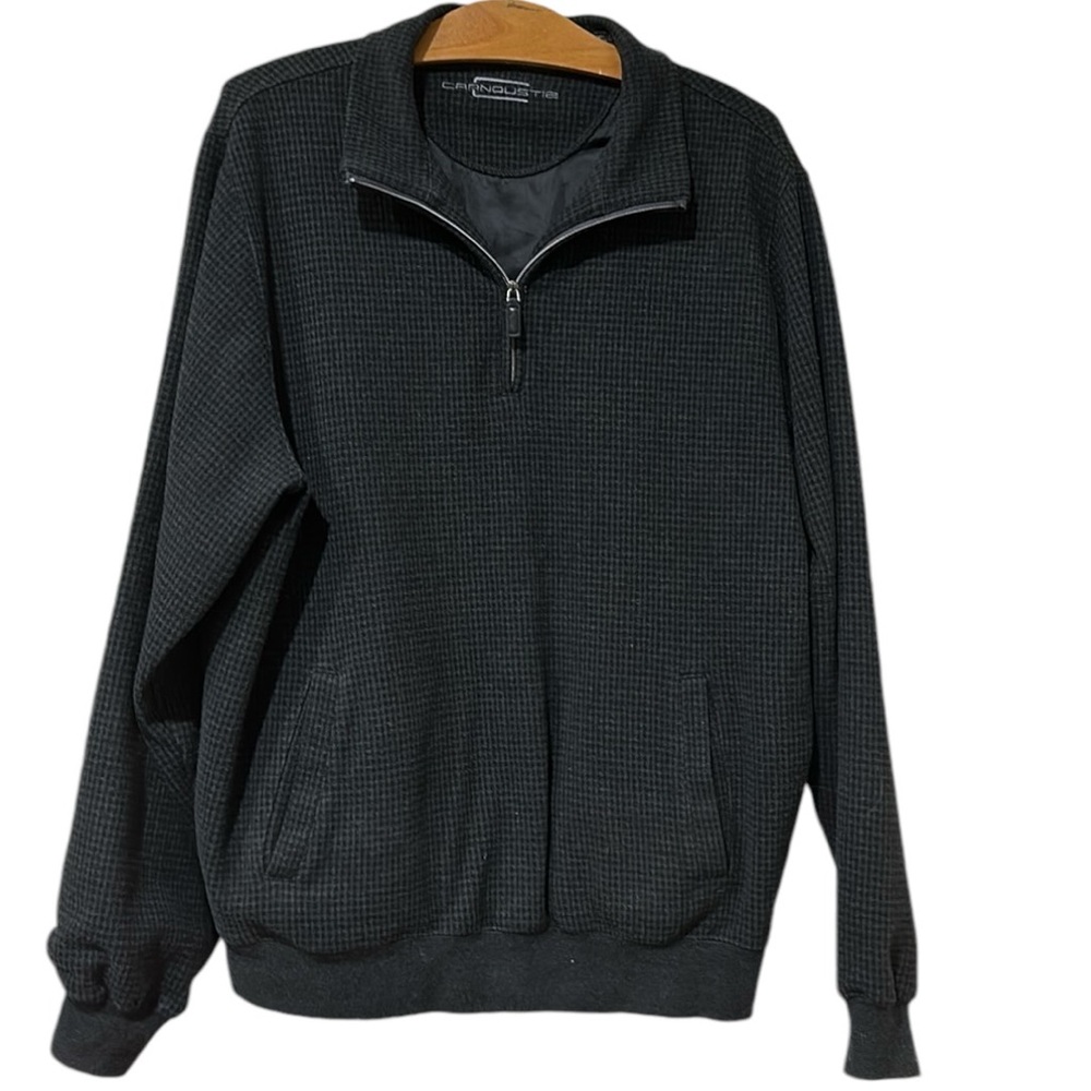 Carnoustie Golf Links large gray/black plaid fully lined half zip sweater/jacket